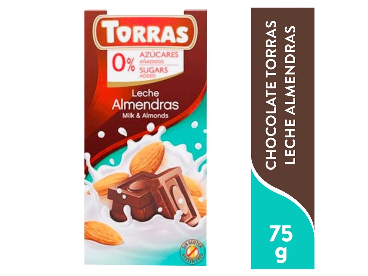 Chocolate Torras leche y almendras sin azucar-75 g